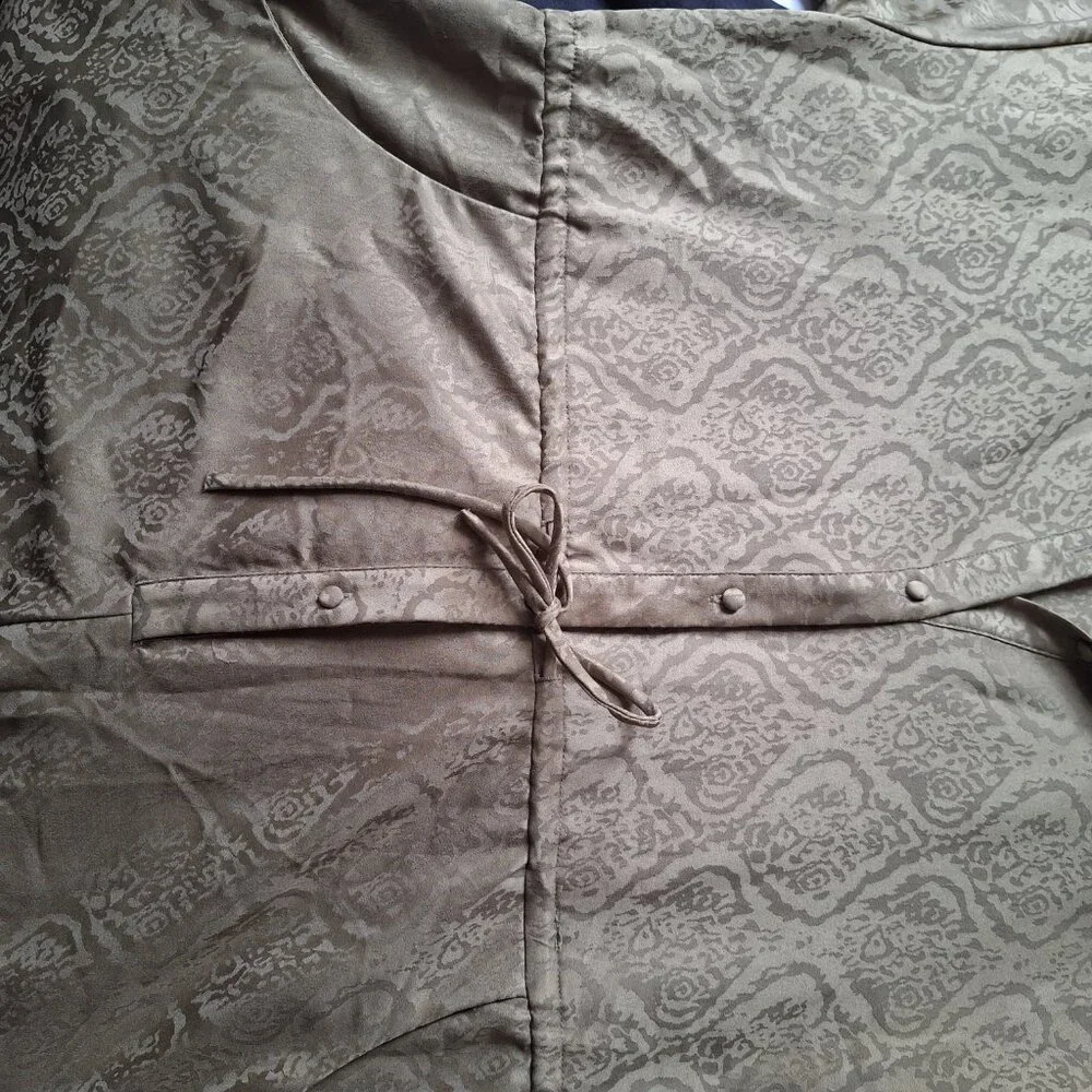 Urban Outfitters Jacquard Jumpsuit Olive Green Satin with Pockets Size M - Picture 7 of 9